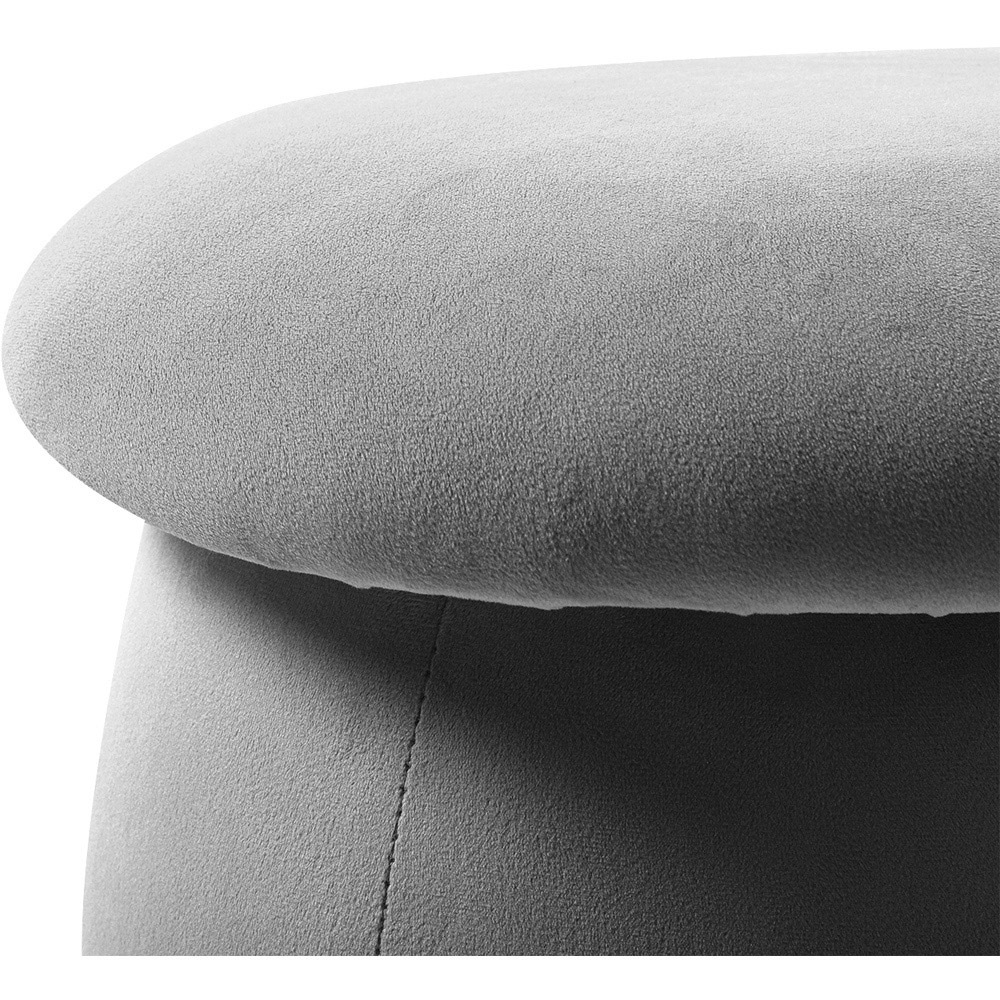Living and Home Grey Round Lovely Velvet Mushroom Shaped Pouf Ottoman Image 4