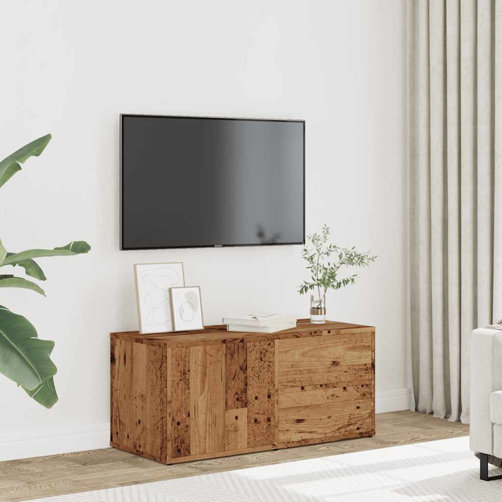 vidaXL Single Door 2 Drawer Old Wood TV Cabinet Image 3