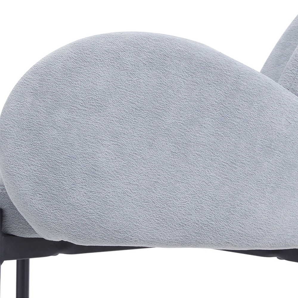 Living and Home Set of 2 Grey Upholstered Teddy Fleece Dining Chair with Armrests Image 3