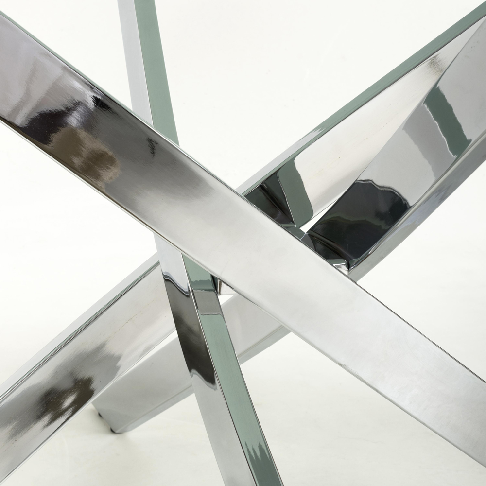 wilko Monaco 4 Seater Marble Glass Dining Table Chrome and White Image 7