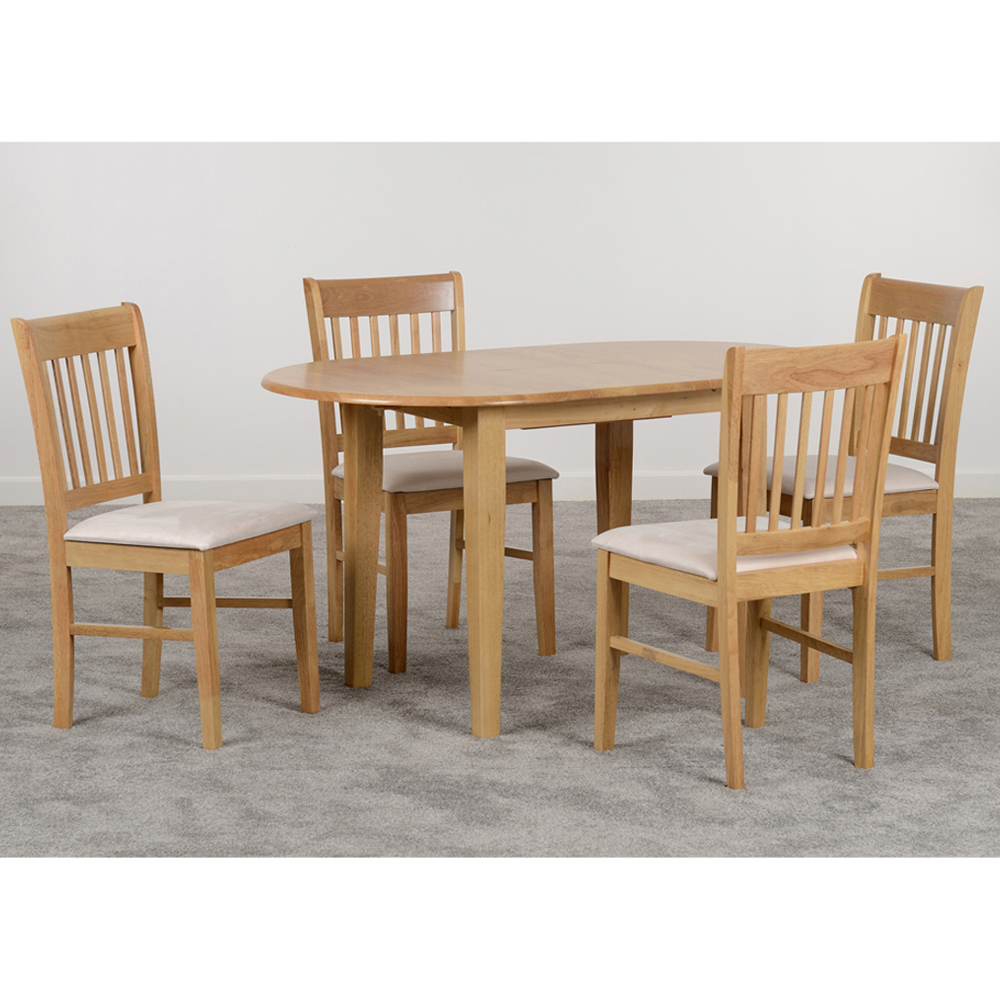 Seconique Oxford 4 Seater Extending Dining Set Natural Oak and Mink Microsuede Image 5