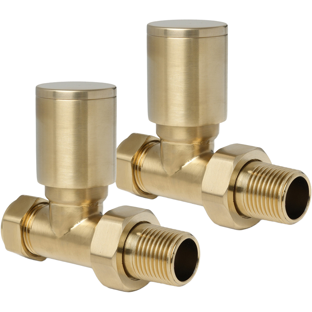 Go Bathrooms Gold Straight Radiator Valve Set 15mm Image 1
