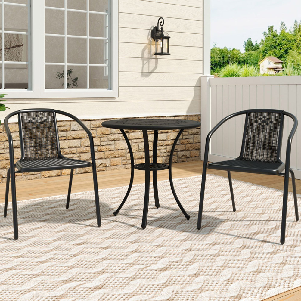 Living and Home 2 Seater Cast Aluminium Round Bistro Set Image 1