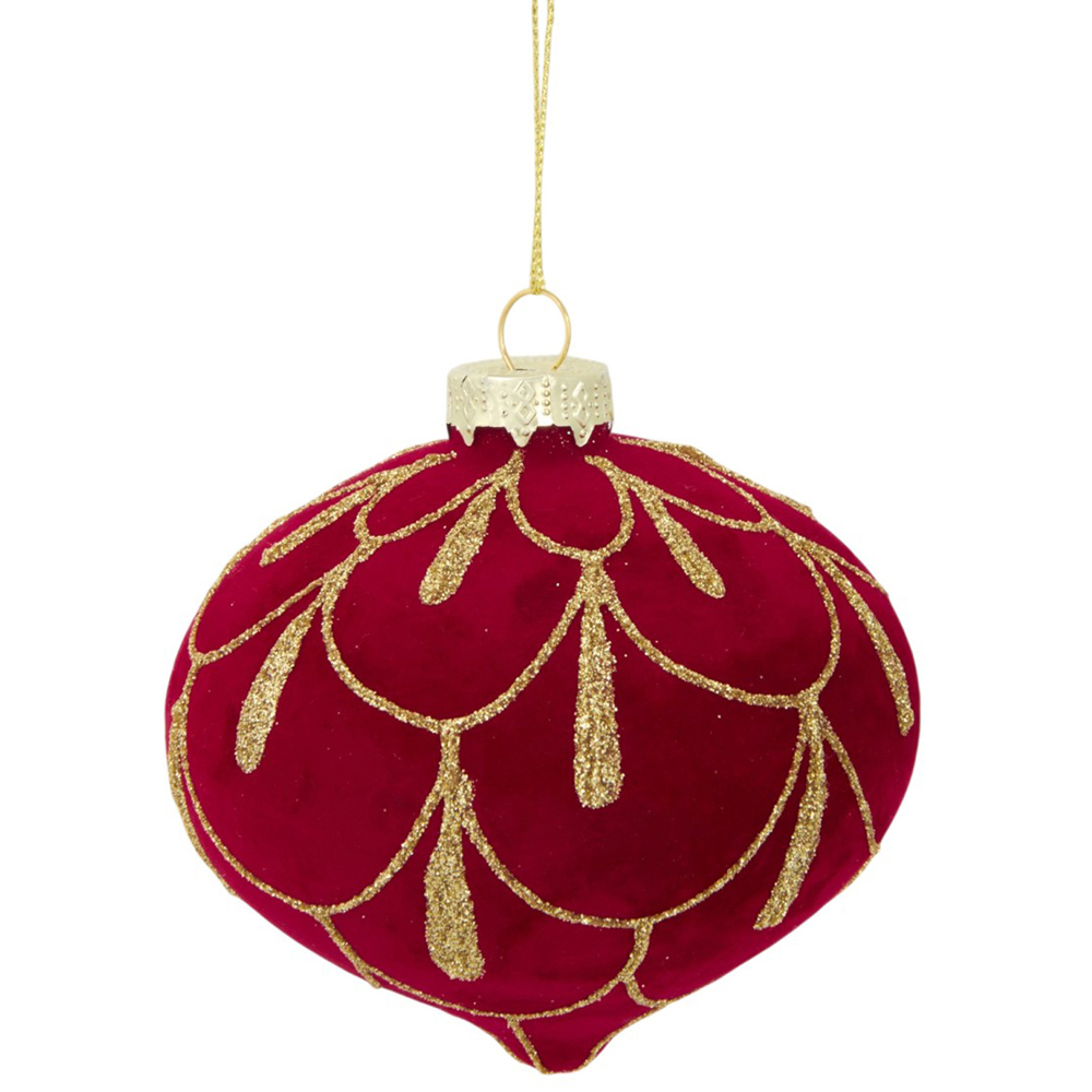 Flocked Detailed Glitter Onion Bauble Image 4