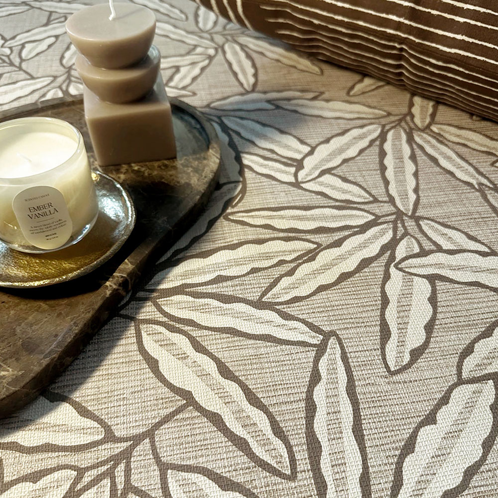 Belgravia Decor Grasscloth Leaf Beige Vinyl Wallpaper Image 4