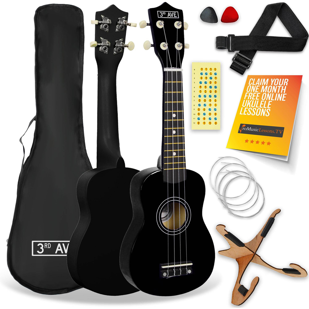 3rd Avenue Black Soprano Ukulele Set Image 1