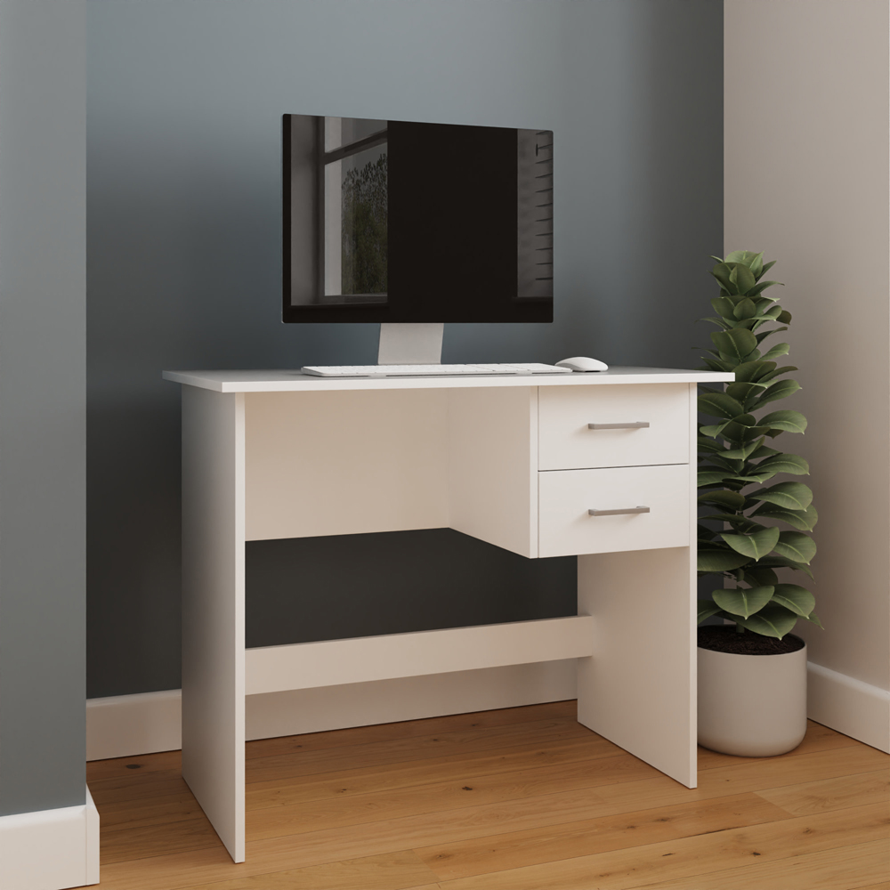 GFW Bailey 2 Drawer Computer Desk White Image 7