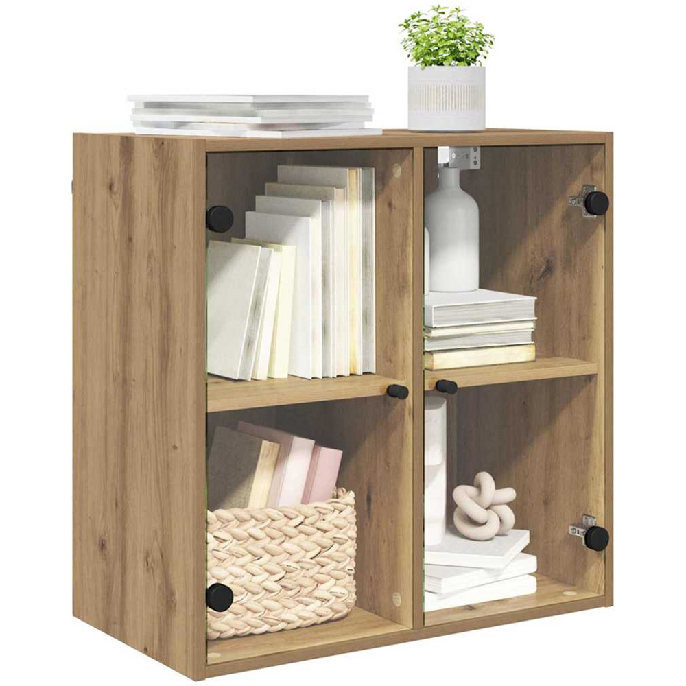 vidaXL 2 Glass Door Artisan Oak Wall Cabinet Image 3