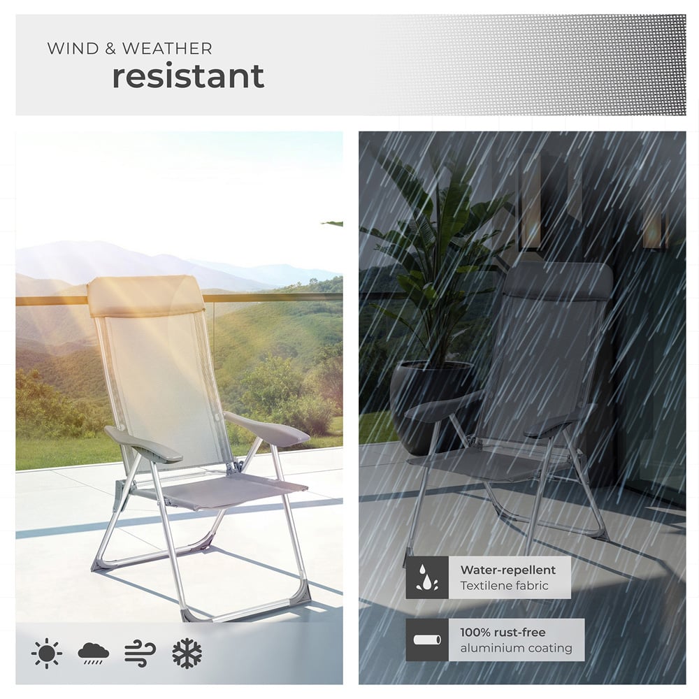 tectake Maurine Set of 4 Grey Garden Chairs Image 7