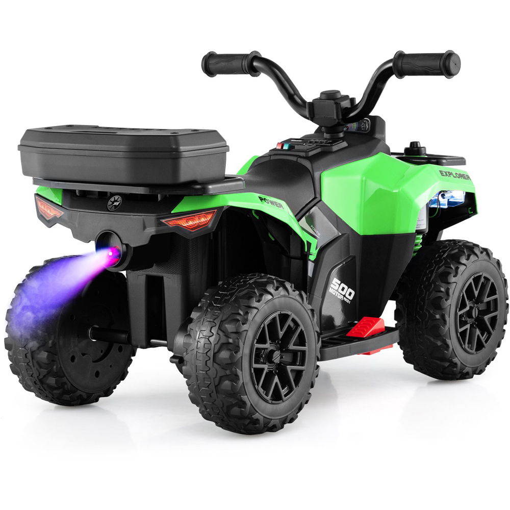Costway Kids Green Electric Quad Bike with Spray Function and Storage Box 6V Image 4