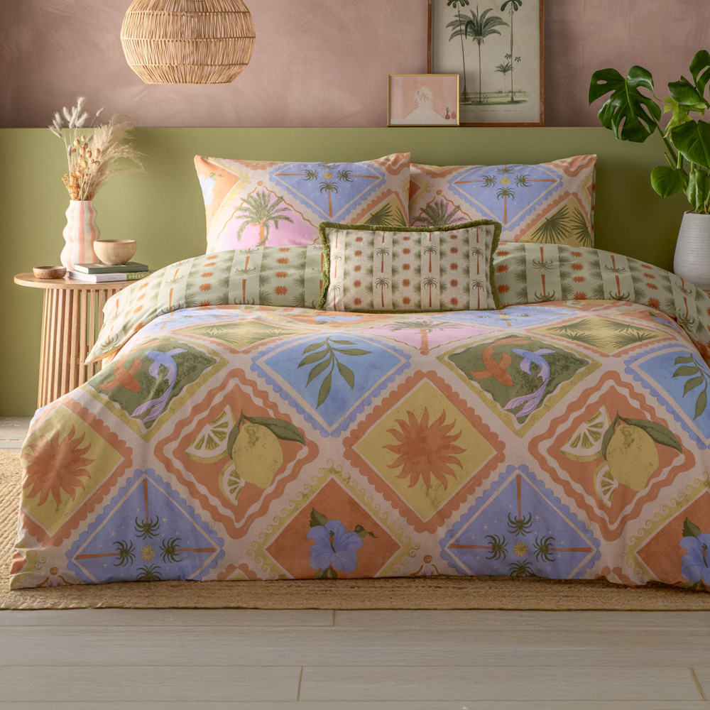 furn. Tropicala Double Multicolour Printed Duvet Set Image 1