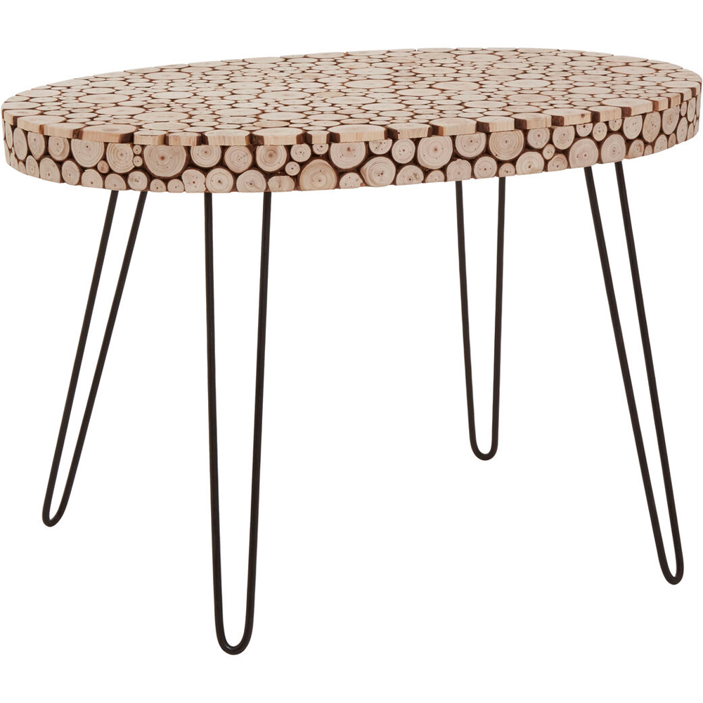 Premier Housewares Wooden Finish Oval Coffee Table with Hairpin Legs Image 3