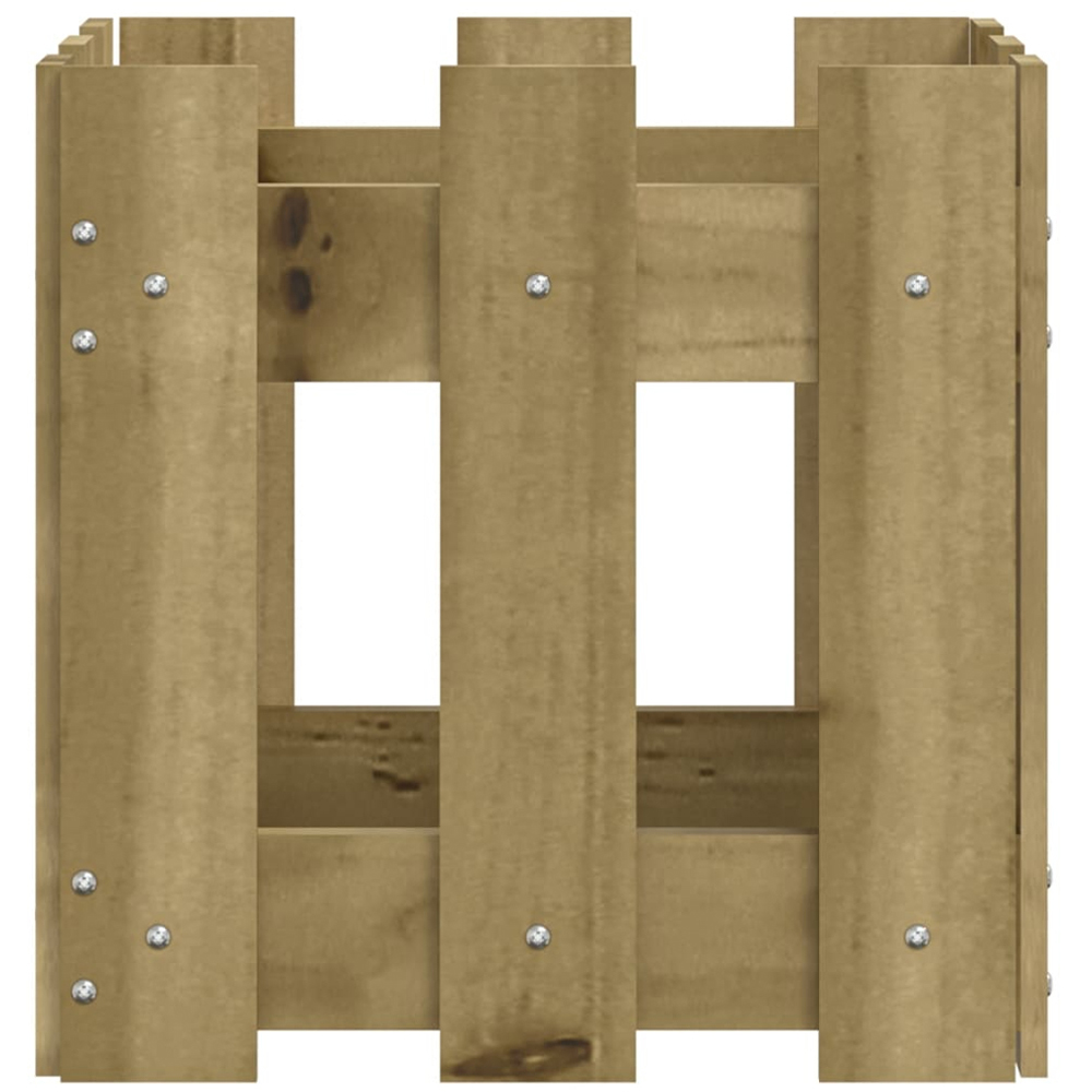 vidaXL Natural Impregnated Pine Wood Fence Design Garden Planter 30 x 30 x 30cm Image 5