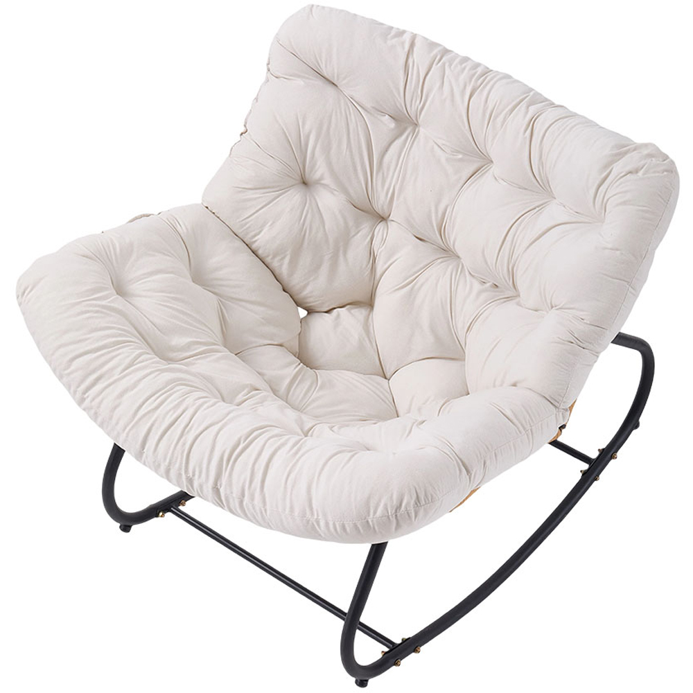 Living and Home White Cushion PE Rattan Rocking Chair Image 2