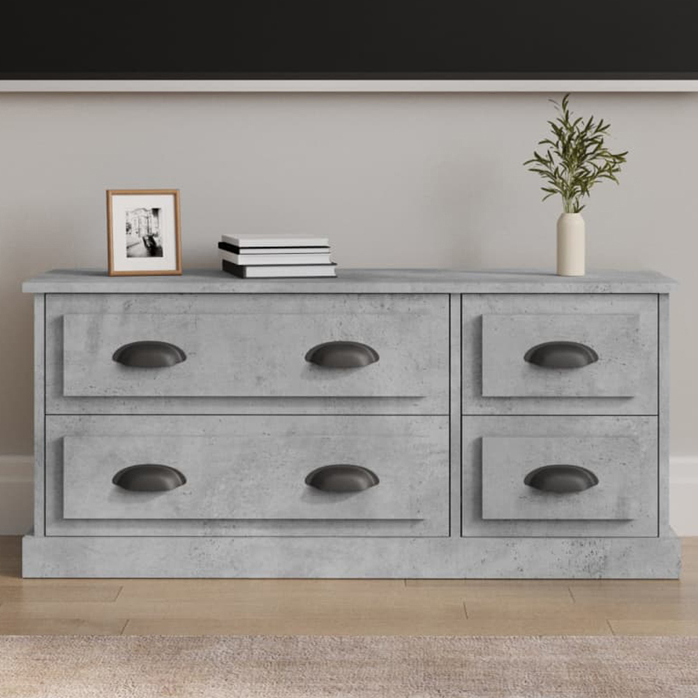 vidaXL 4 Drawer Concrete Grey TV Cabinet Image 1