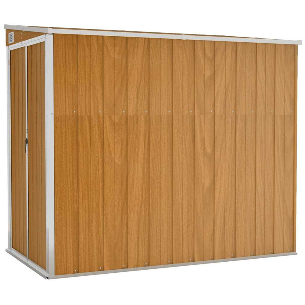 vidaXL 3.9 x 6.4ft Brown Galvanised Steel Wall Mounted Pent Garden Shed Image 1