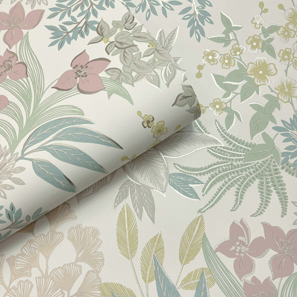 Holden Decor Full Bloom Cream and Pink Wallpaper Image 2
