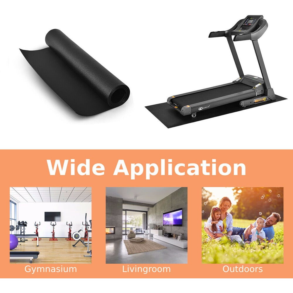 Costway Waterproof Black Treadmill Mat 199cm Image 5