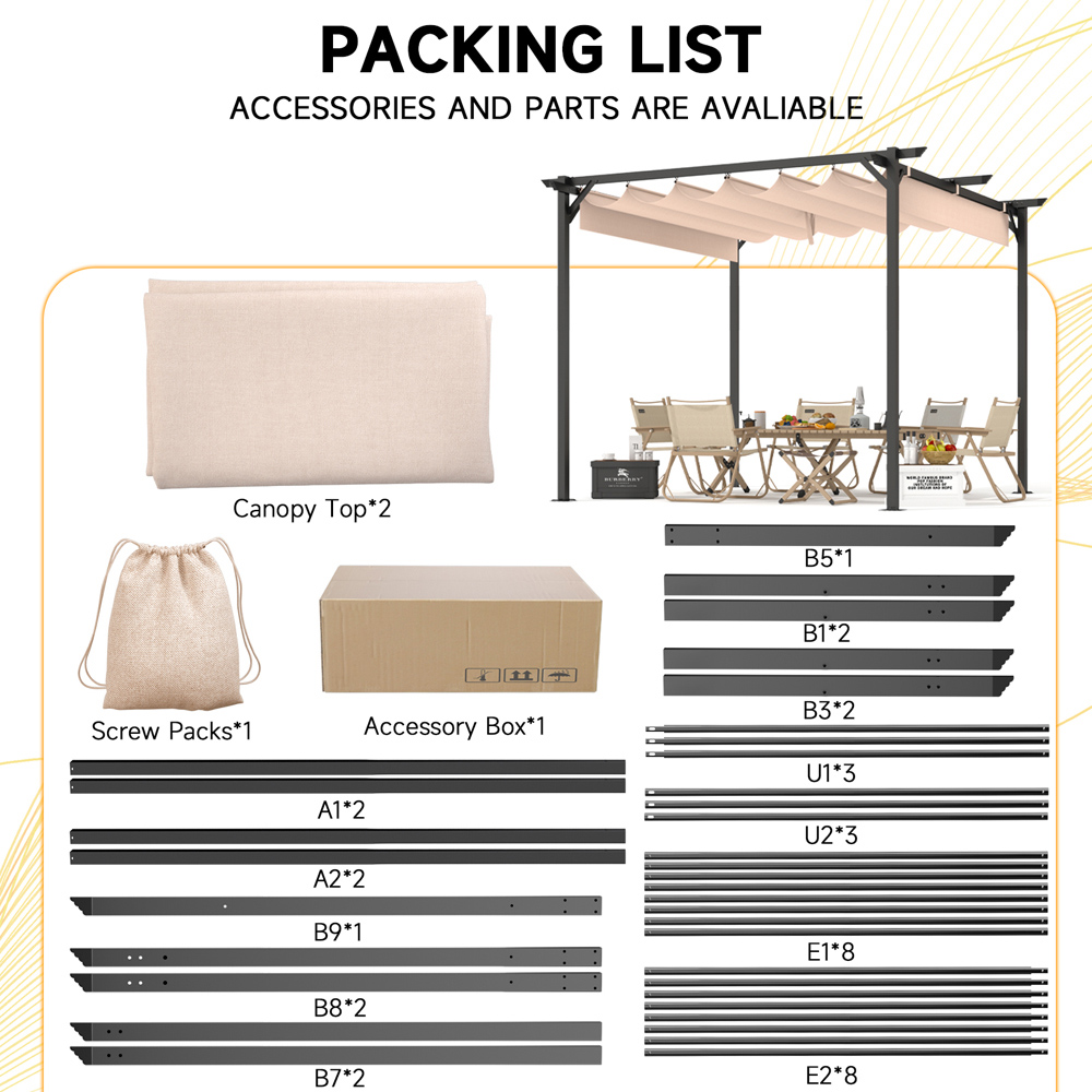 Rattrix 2.4 x 2.4m Cream Pergola with Retractable Canopy Image 6