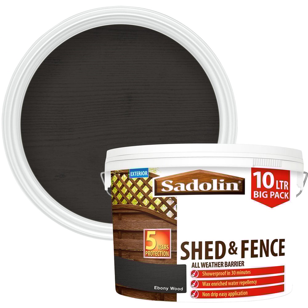 Sadolin Shed and Fence Protection Woodstain - Ebony Wood / 10l Image 1