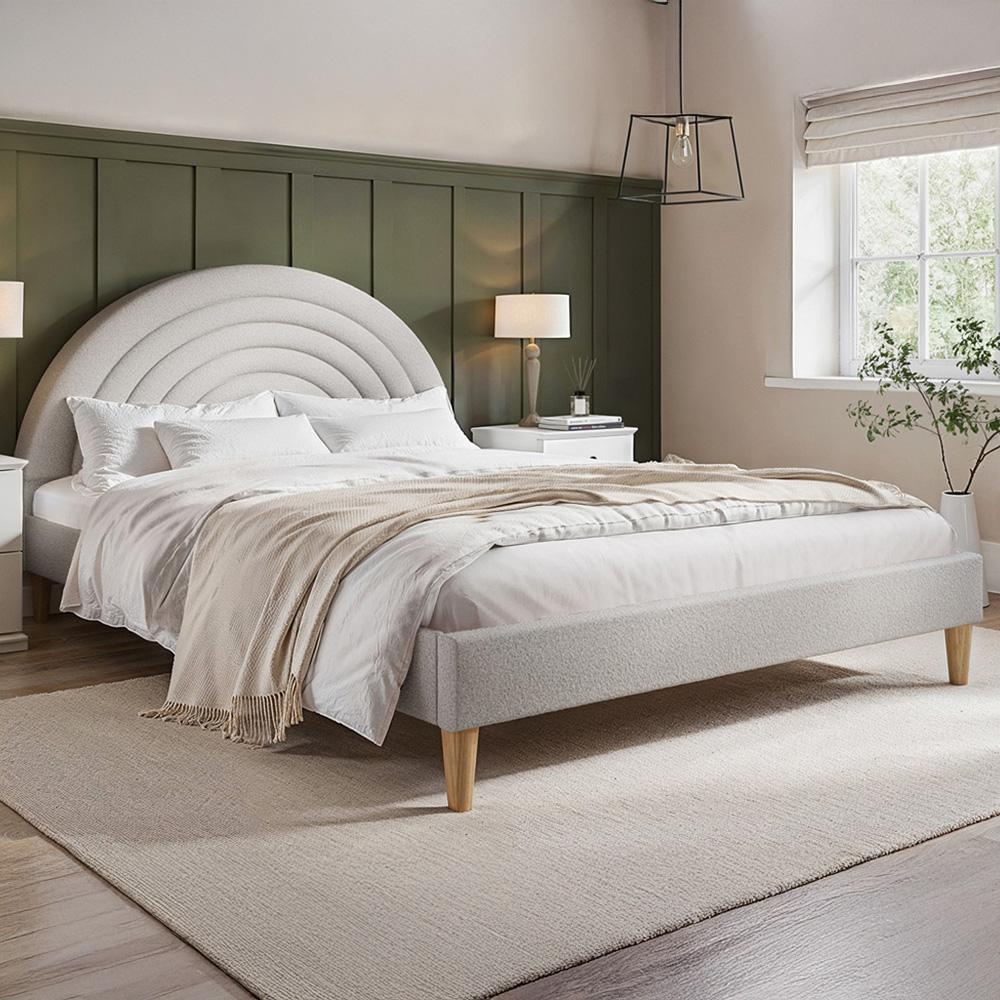 Flair Ava Double Grey Boucle Fabric Bed Image 1