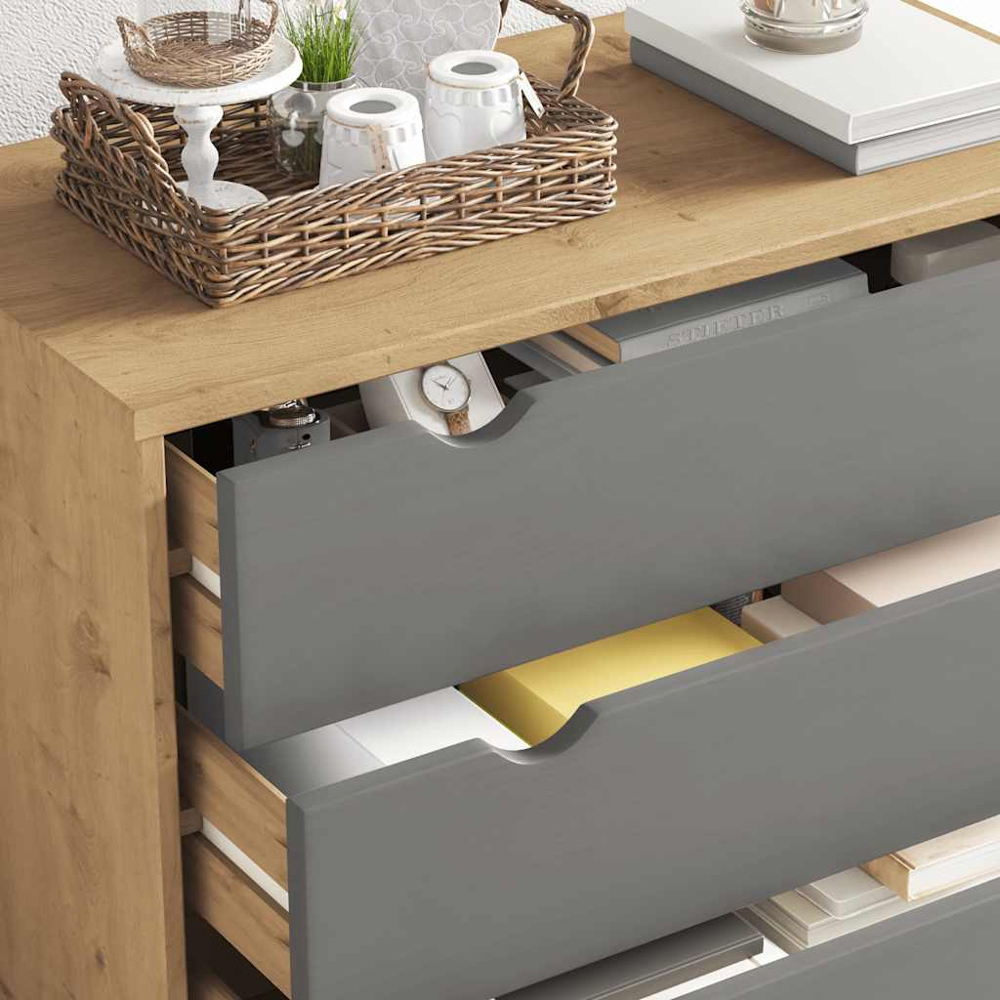 vidaXL 4 Drawer Brown and Grey Wooden Storage Cabinet Image 4
