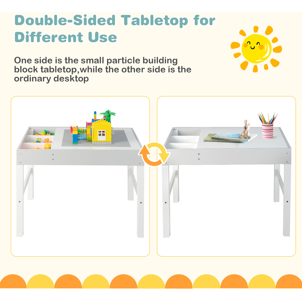 Costway 3 in 1 White Kids Wooden Activity Table Image 4