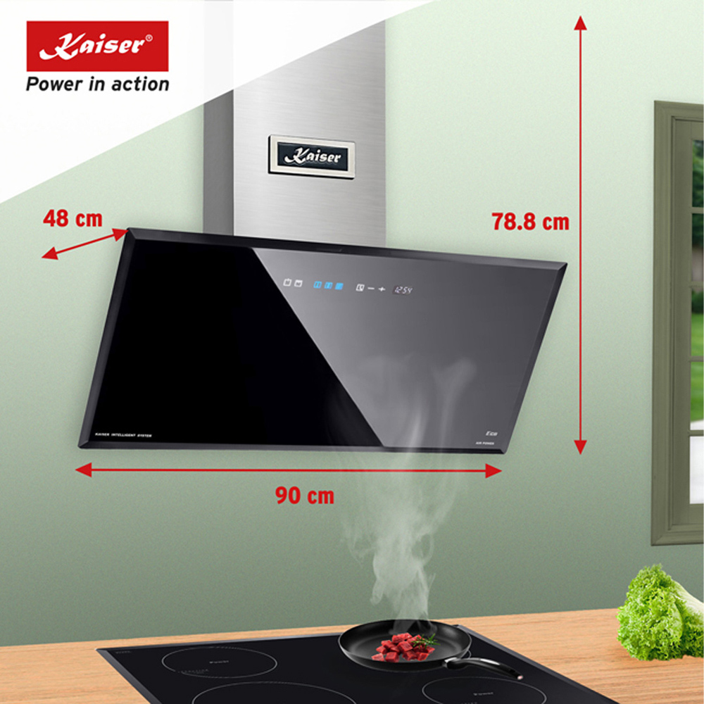 Kaiser Avantgarde Pro Black Glass 70cm Wall Mounted Cooker Hood Image 6