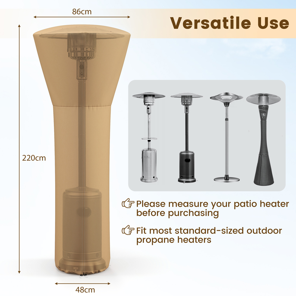Costway Beige Outdoor Patio Heater Cover with Zipper Image 9