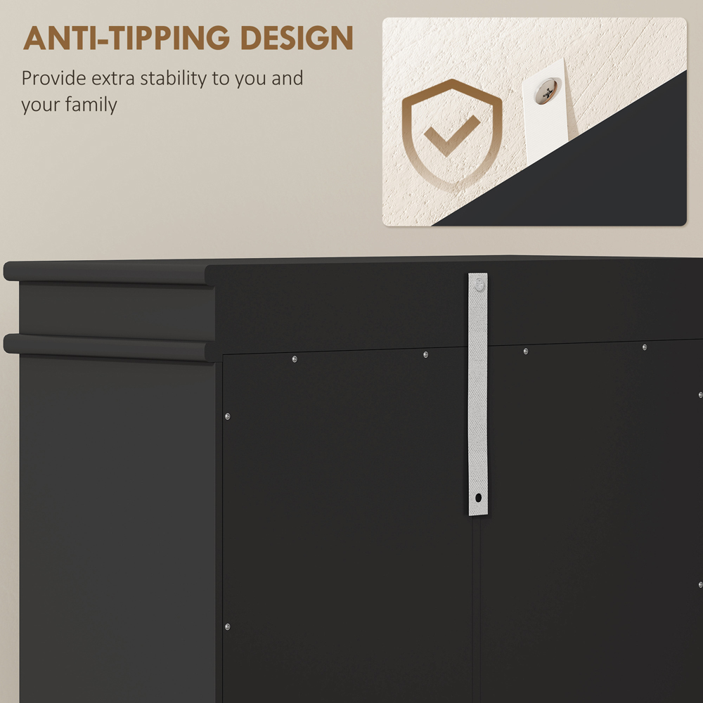 Portland 3 Flip Drawer Black Slim Shoe Storage Cabinet Image 6