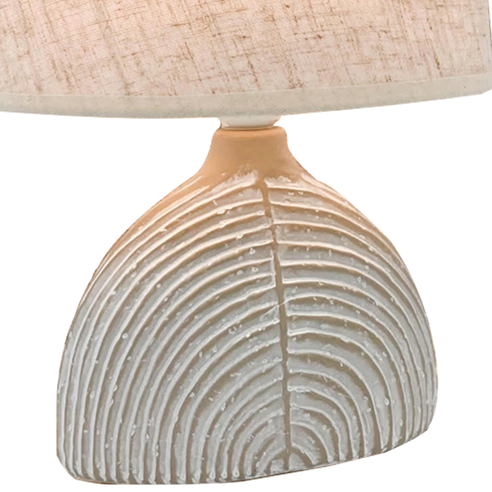 Acacia Home 30cm Cream Cement Table Lamp with Beige Fabric Shade Image 3