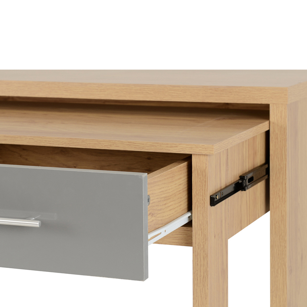 Seconique Seville 2 Drawer Veneer Slider Desk Grey Gloss and Light Oak Effect Image 6