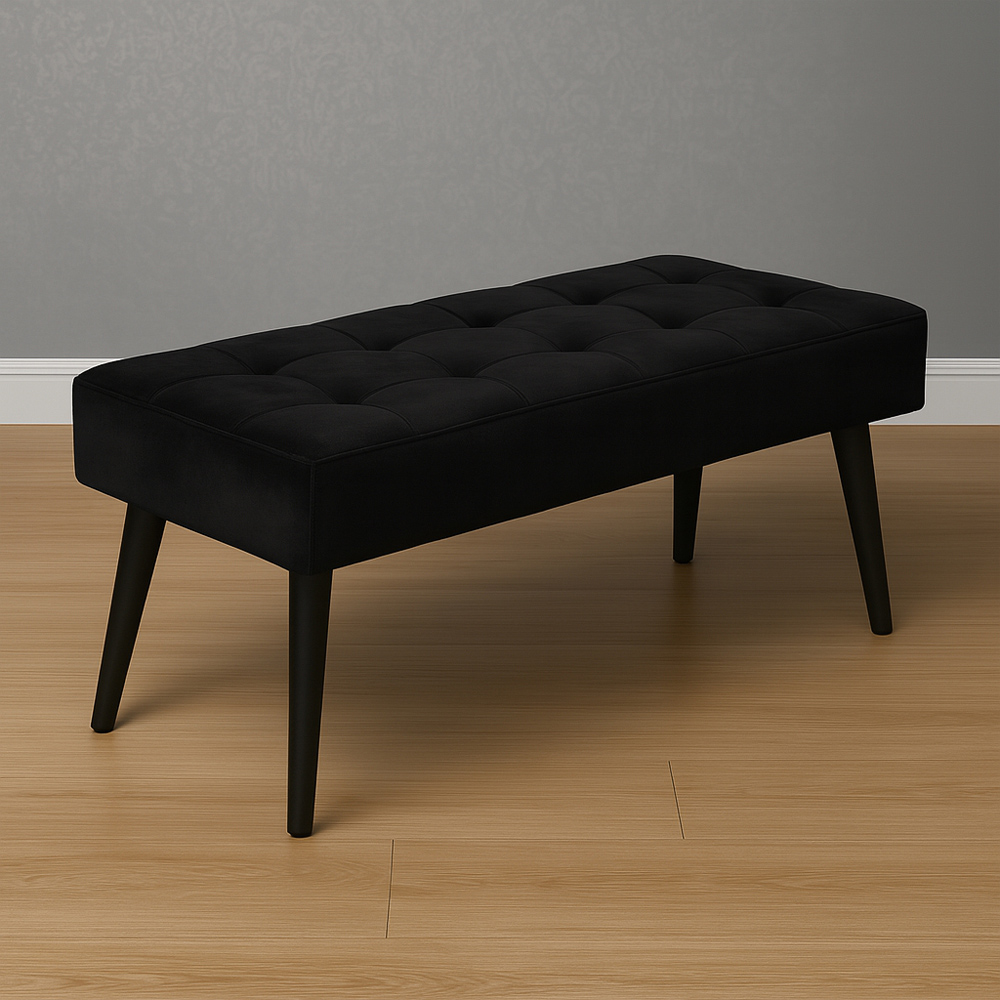 Portland 2 Seater Velvet Wooden Dining Set with Bench and Black Image 7