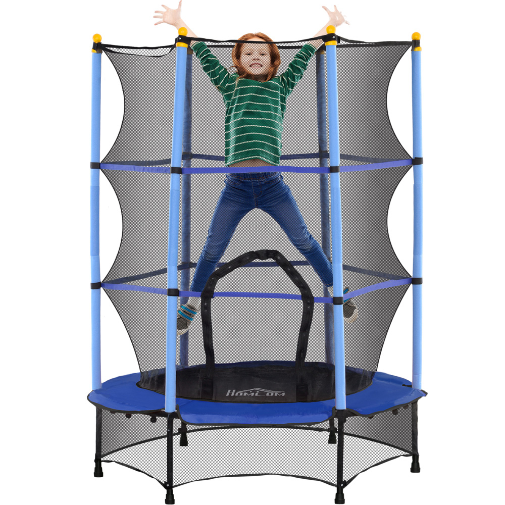 Tommy Toys Kids 4.6ft Blue Trampoline with Safety Enclosure Image 1