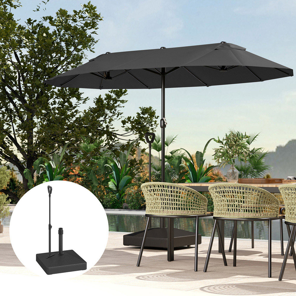 Outsunny Black Fillable Parasol Base with Wheels Image 3