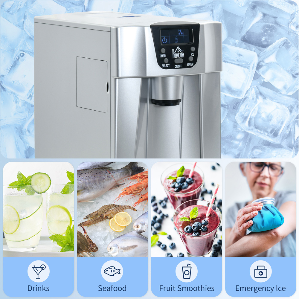 HOMCOM 800-141 Silver Ice Maker Machine and Water Dispenser 3L Image 4