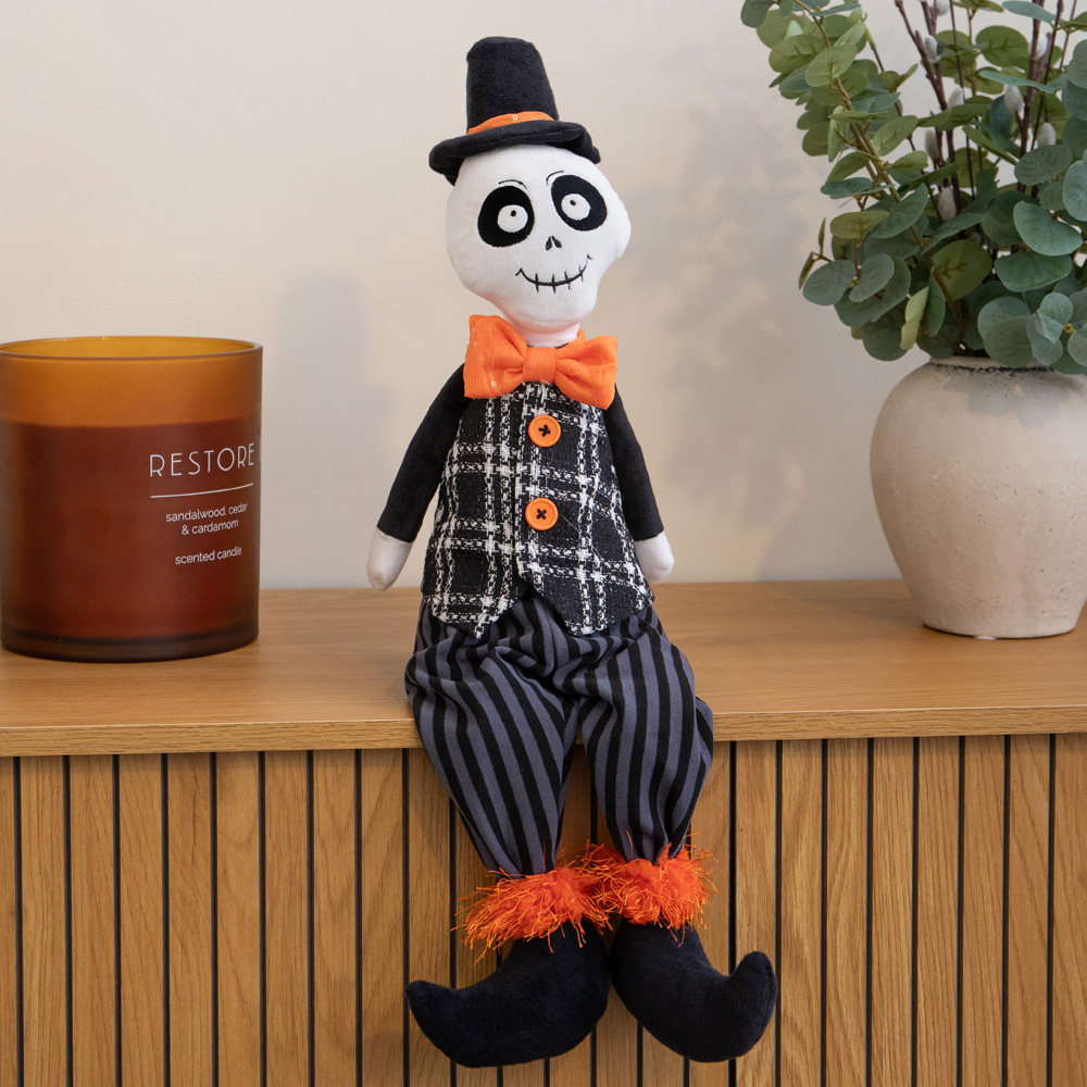 Samuel Alexander Mr Bones Seated Halloween Decoration with Dangly Legs 60cm Image 2