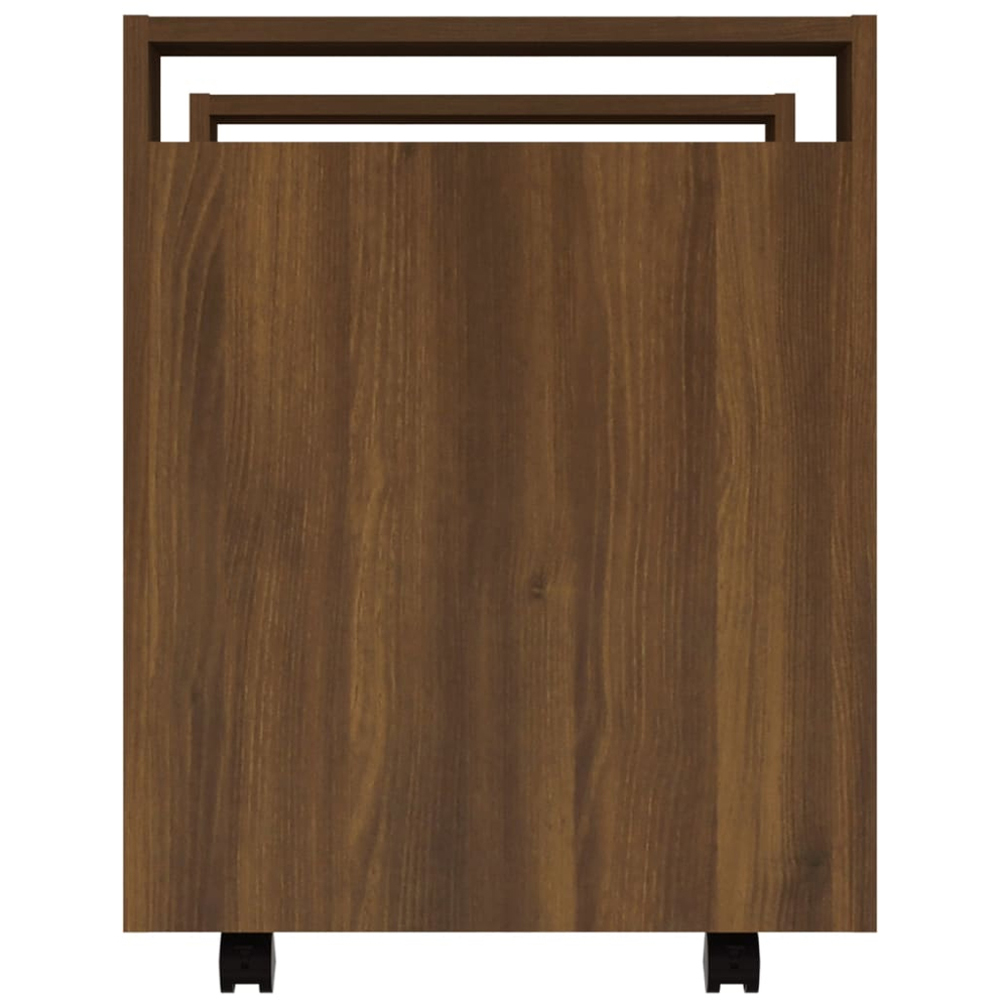 vidaXL Single Door Single Shelf Brown Oak Wooden Desk Trolley Image 7