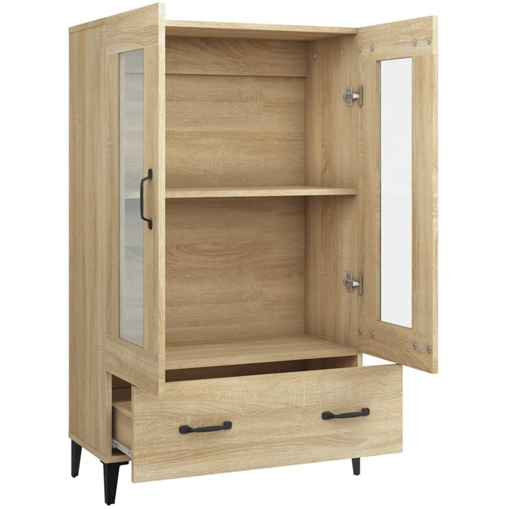 vidaXL 2 Glass Door Single Drawer Sonoma Oak Highboard Image 5