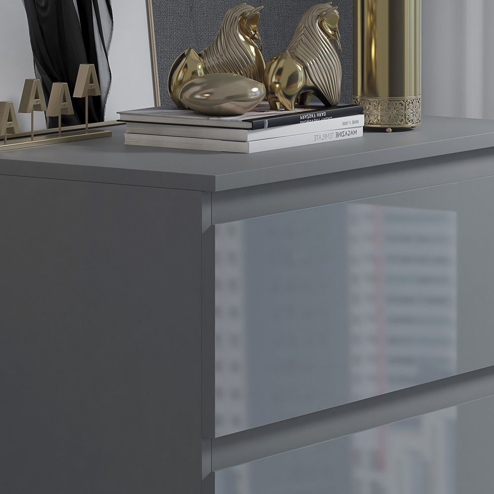 FWStyle Stora 3 Drawer Grey Gloss Chest Of Drawers Image 4