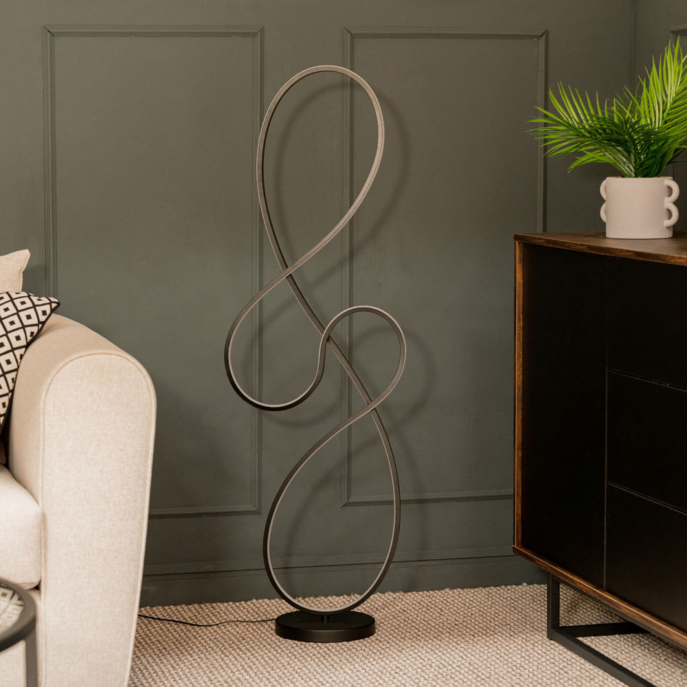 ValueLights Infinity Black Swirl Integrated LED Floor Lamp Image 4