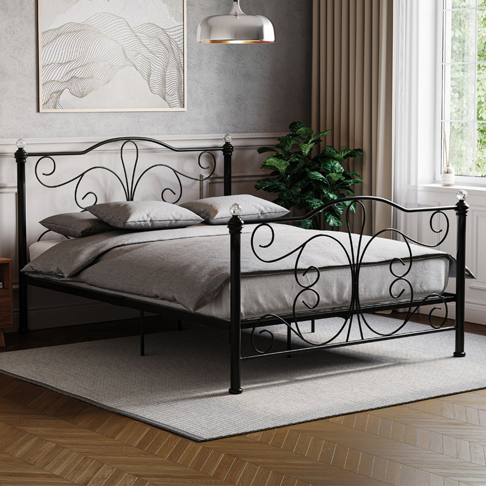 Vida Designs Chicago King Size Black Metal Bed Frame Image 1