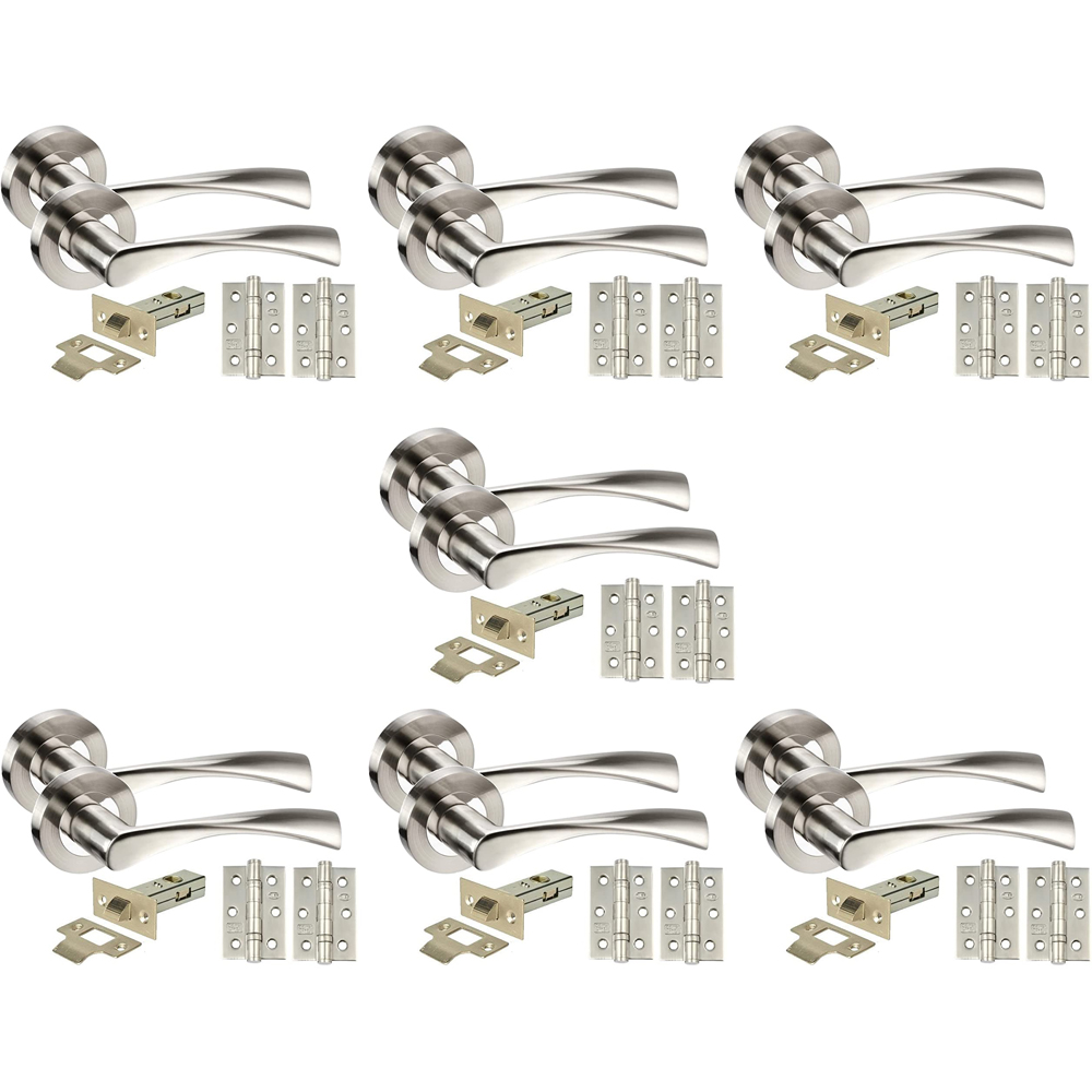 Golden Grace Duo Chrome Twist Astrid Door Handle Set 7 Pack Image 1