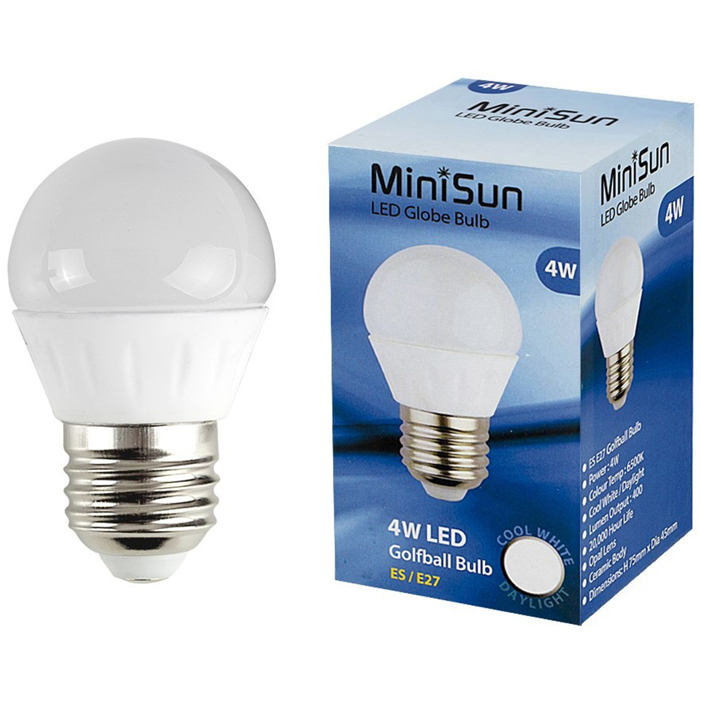 ValueLights 8 Pack E27 LED 4W 6500K Cool White Globe Light Bulbs Image 2