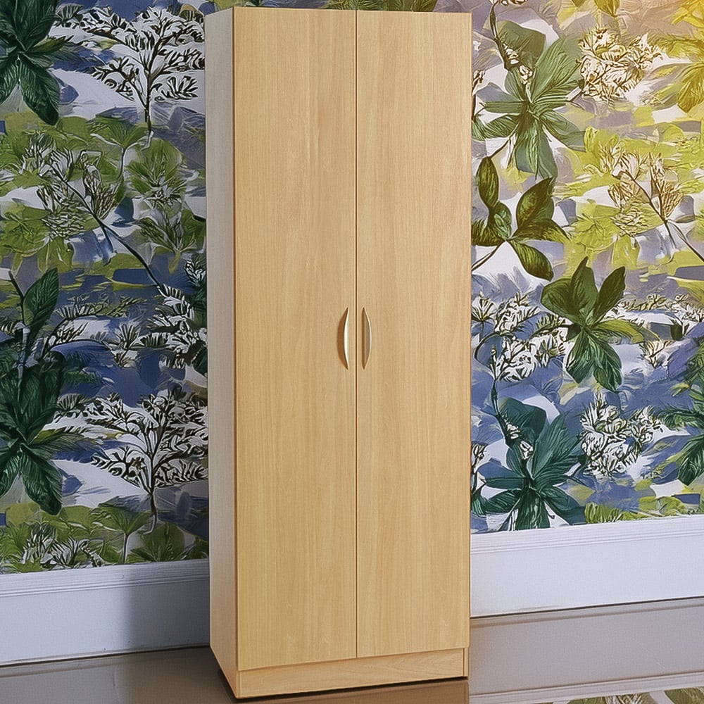 R White Cabinets 2 Door Brown Tall Cupboard Image 1