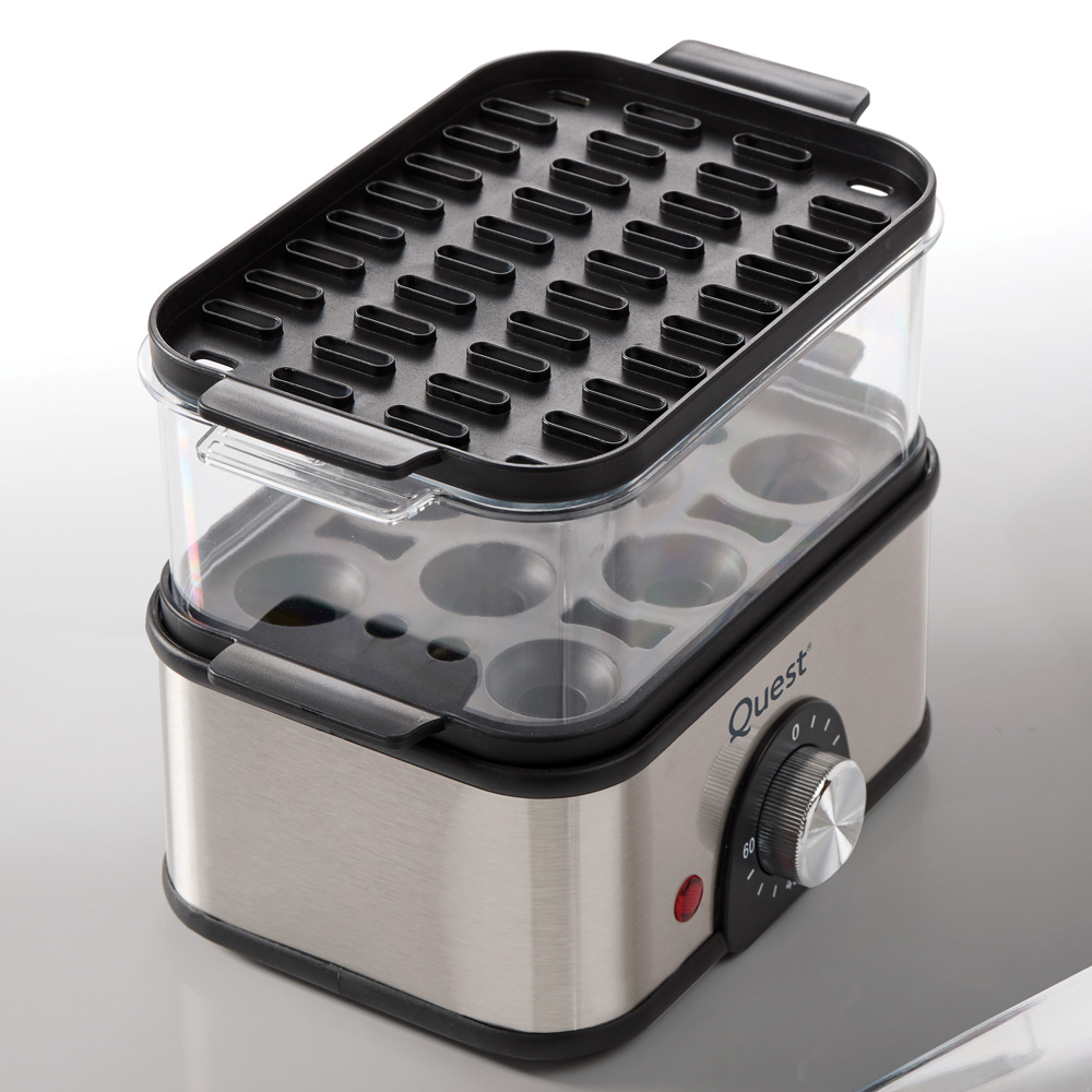 Quest 34349 2-Tier Silver Stainless Steel Egg Cooker and Steam Rack 500W Image 5