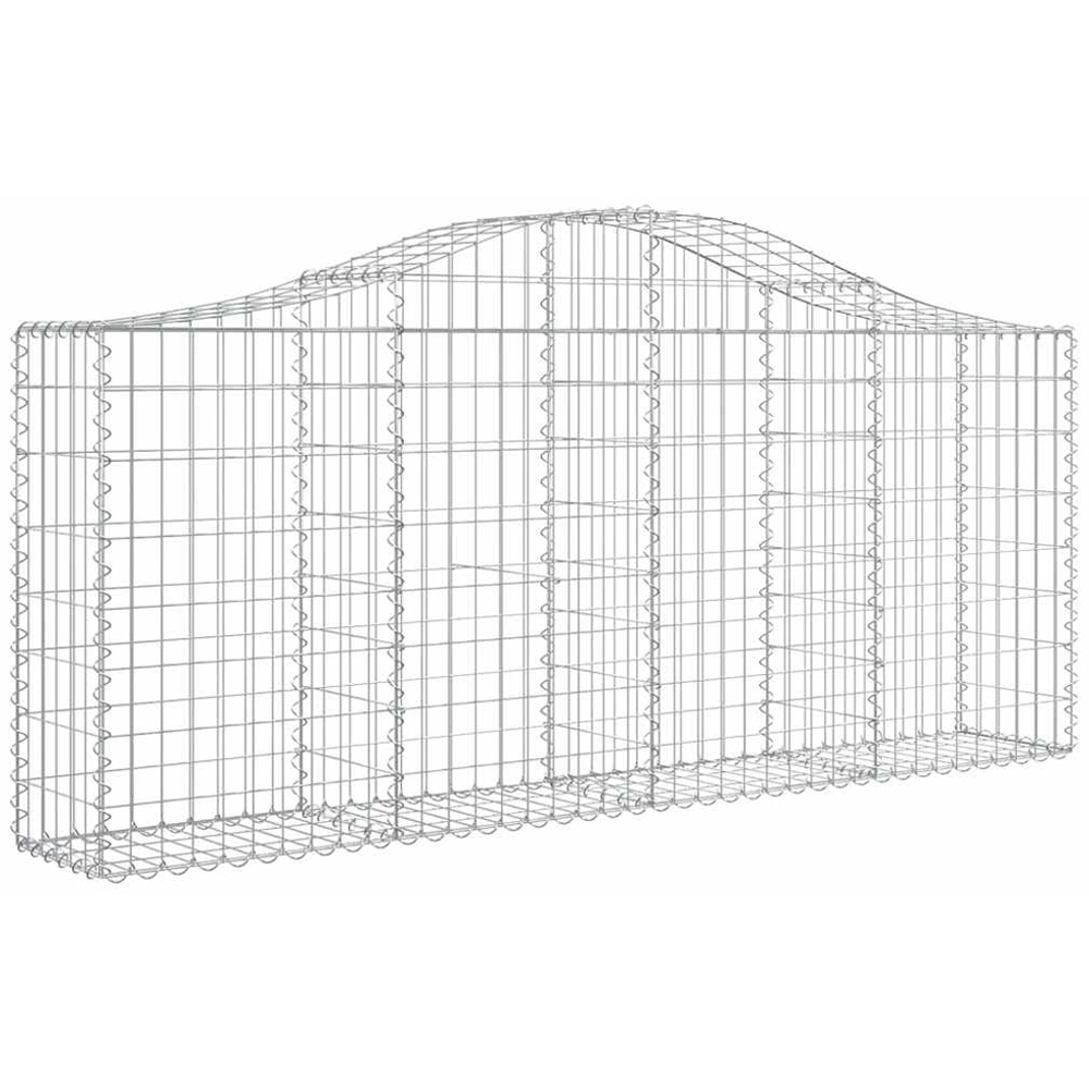 vidaXL Silver Galvanised Iron Arched Gabion Basket 200 x 30 x 80/100cm 8 Pack Image 1