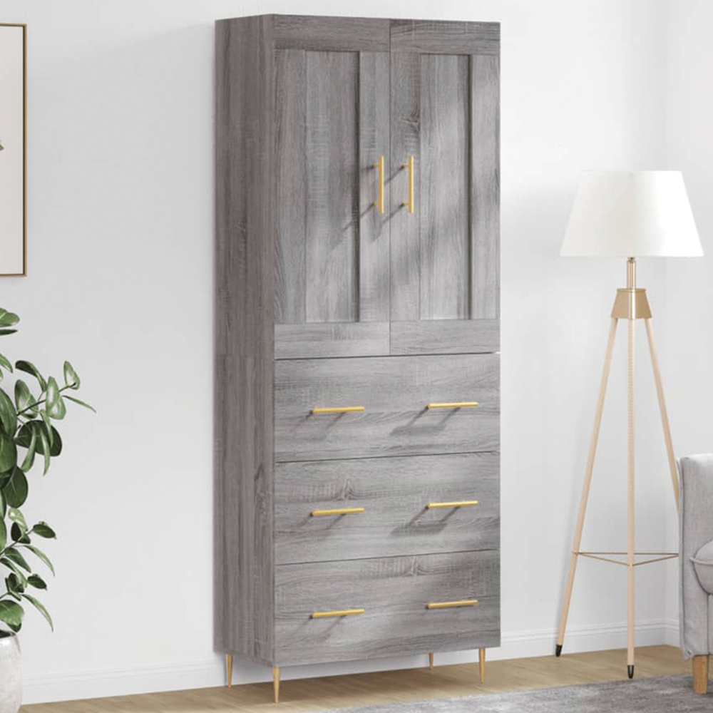 vidaXL 2 Door 3 Drawer Grey Sonoma Highboard Image 1