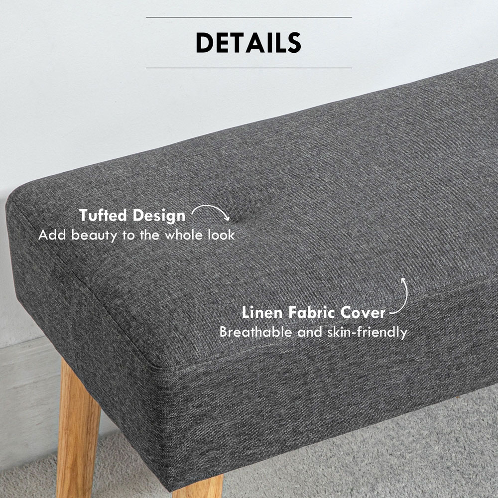 Portland Grey Linen Tufted Multifunctional Footstool Image 5