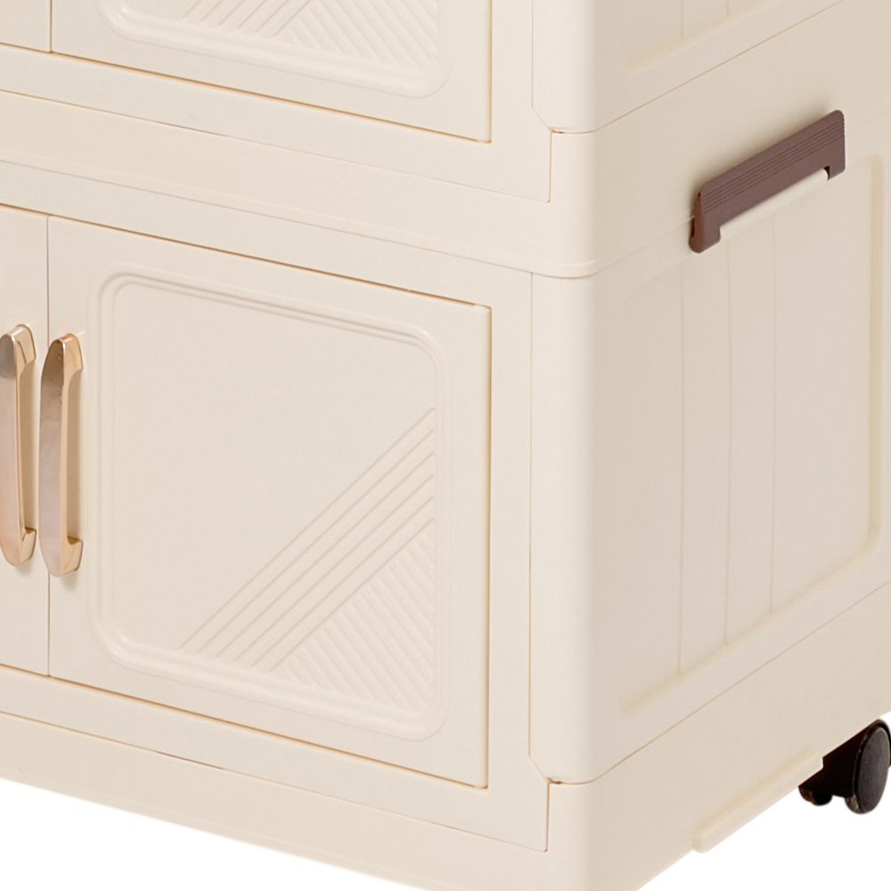 Living and Home 5-Tier Cream Plastic Storage Cabinet with Magnetic Door Image 6